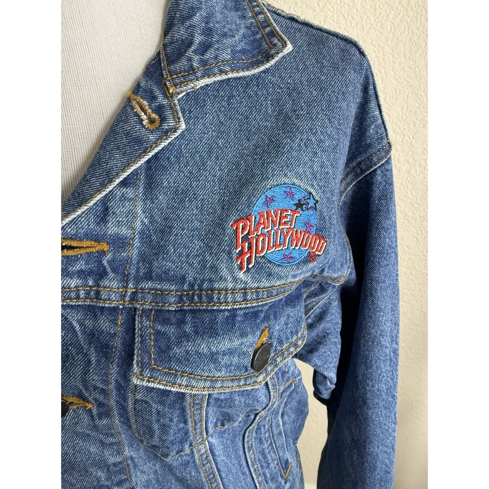 Planet Hollywood Aspen Denim Jean Jacket Unisex Small Vintage 1991 No Fading - Picture 3 of 10